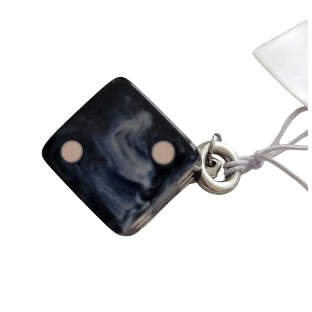 Coach DIY Dice Bag Charm Women OS Black New Marbled Resin Keychain CEG82